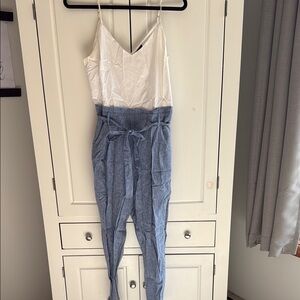 Shinestar White and Blue Jumpsuit
